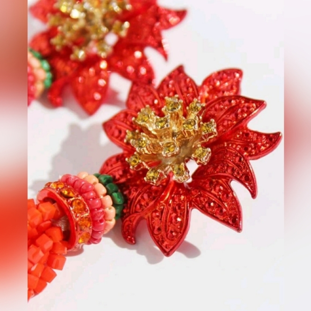 "Isle"  Tassel Floral Glamorous Beaded Earrings